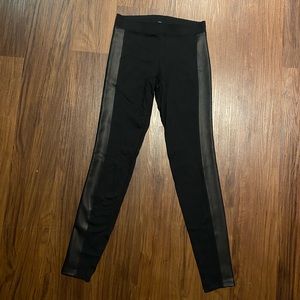 Express black legging with faux leather side panel - Black (XS)